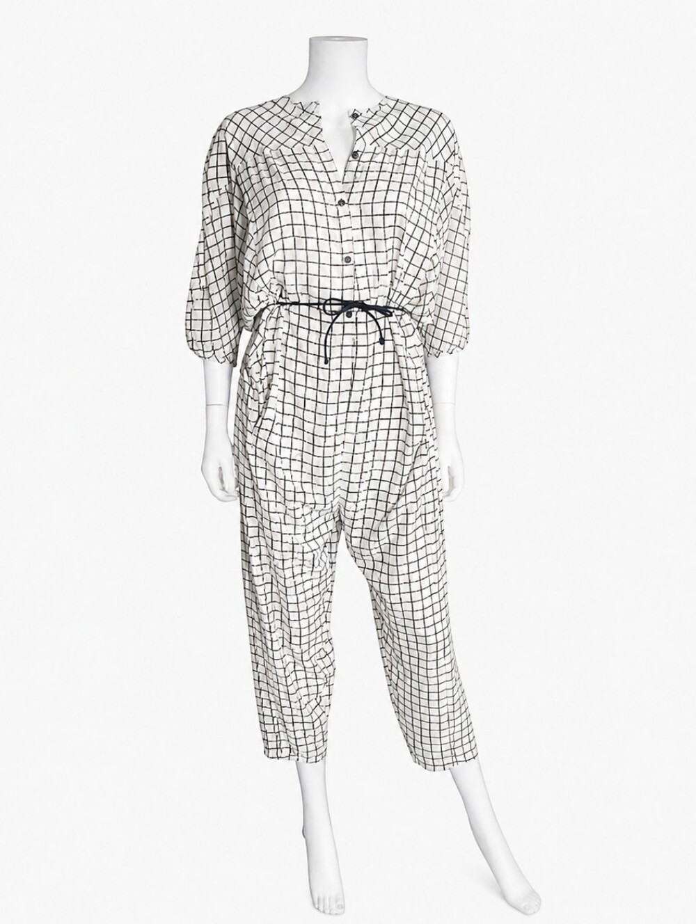 HENRIK VIBSKOV | Graphic Grid Pattern Jumpsuit in Black / White- Small